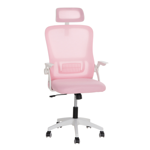 Scaune de birou - OFFICE CHAIR BLAZER HM1205.04 PINK MESH FABRIC--WHITE ARMS 60x58x110-130Hcm.
