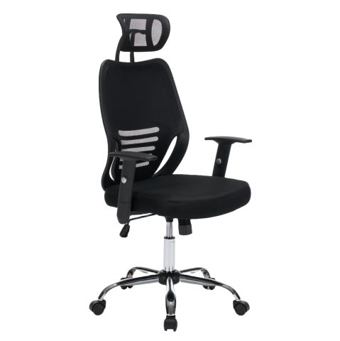 Scaune de birou - OFFICE CHAIR BRIEF HM1206.01 BLACK MESH FABRIC--CHROMED BASE 63x64x122Hcm.