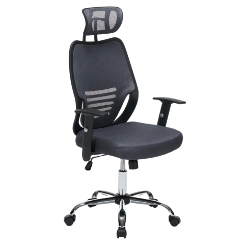 Scaune de birou - OFFICE CHAIR BRIEF HM1206.02 GREY MESH FABRIC--CHROMED BASE 63x64x122Hcm.