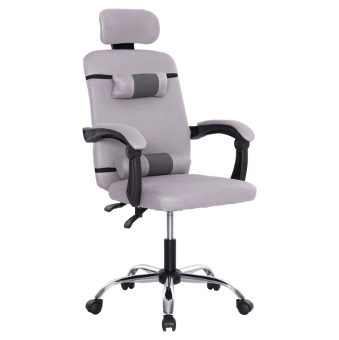 Scaune de birou - OFFICE CHAIR CRONER HM1196.02 GREY MESH-CHROME METAL BASE-BLACK FRAME 58x67x124Hcm.
