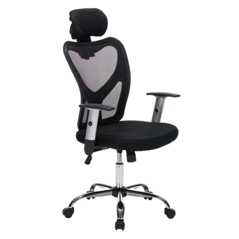Scaune de birou - OFFICE CHAIR CUORE HM1207.01 BLACK MESH FABRIC-BLACK FRAME--CHROMED BASE 63x61x125Hcm.