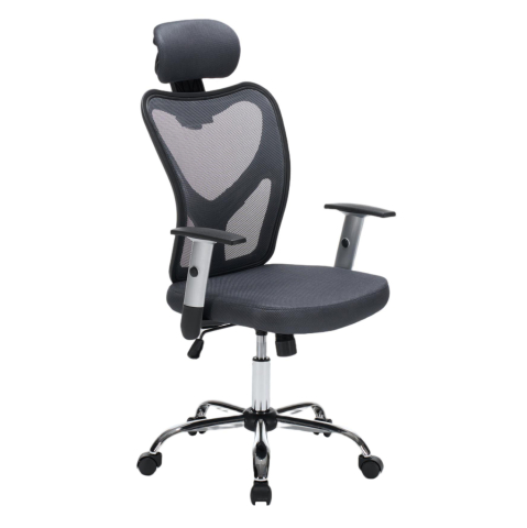Scaune de birou - OFFICE CHAIR CUORE HM1207.02 GREY MESH FABRIC-BLACK FRAME--CHROMED BASE 63x61x125Hcm.