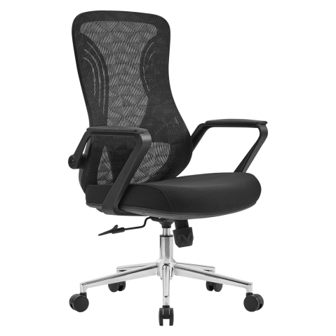 Scaune de birou - OFFICE CHAIR DECIFER HM1212.01 BLACK MESH FABRIC--CHROMED BASE 61x60x110Hcm.
