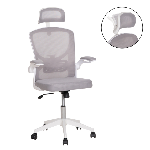 Scaune de birou - OFFICE CHAIR FLOATER HM1230.02 WHITE PP--LIGHT GREY MESH 62x62x115-125Hcm.