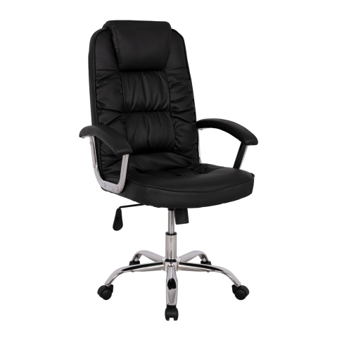 Scaune de birou - Office chair HM1112 with black PU and chromed base 63x67x113 cm.