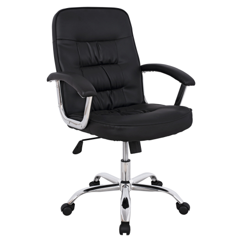 Scaune de birou - Office chair HM1113 with black PU and chromed base 62x62x104 cm.