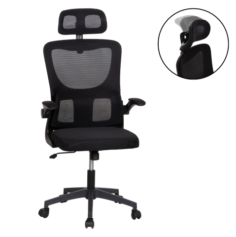 Scaune de birou - OFFICE CHAIR KESI HM1222.01 BLACK MESH FABRIC and PP 61x62x125Hcm.