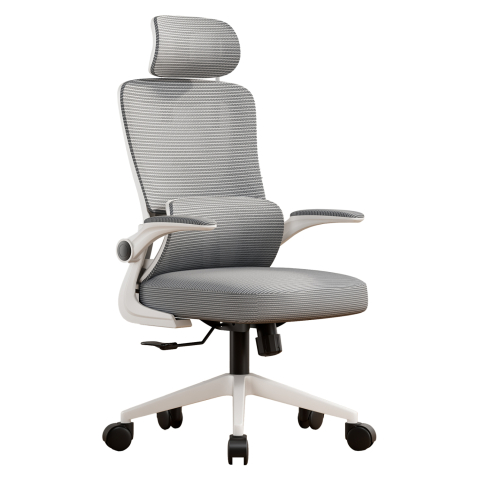 Scaune de birou - OFFICE CHAIR KESI HM1222.02 LIGHT GREY MESH FABRIC--WHITE PP 52x50x122Hcm.