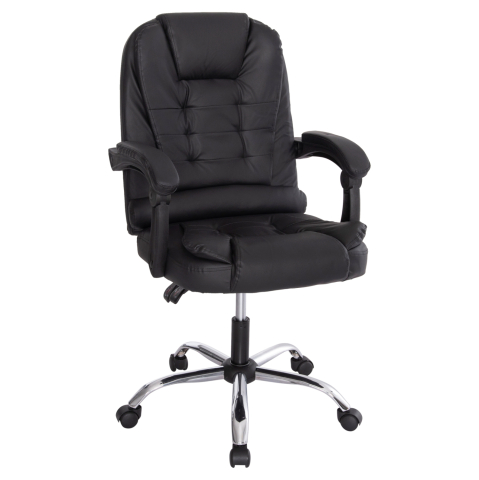 Scaune de birou - OFFICE CHAIR LAGOM HM1198 BLACK PVC-METAL CHROME BASE-BLACK FRAME 60x70x104Hcm.