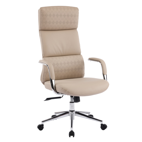Scaune de birou - OFFICE CHAIR MEITE HM18353.02 BEIGE PU LEATHER--CHROMED BASE 66x71x127Hcm.