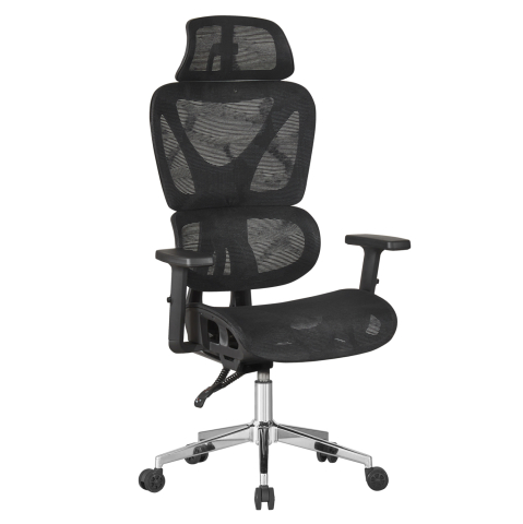Scaune de birou - OFFICE CHAIR NOVAR HM1217.01 BLACK MESH FABRIC--CHROME BASE 51x49x129Hcm.