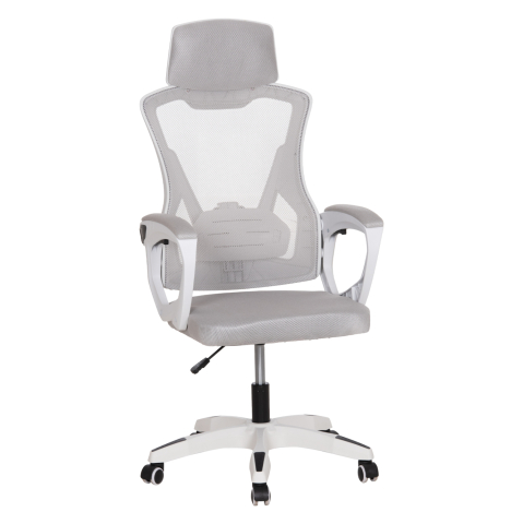 Scaune de birou - OFFICE CHAIR SALAS HM1223.02 P.P. IN WHITE--MESH FABRIC IN LIGHT GREY 57x71x110-120Hcm.