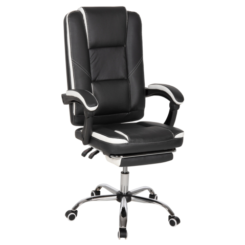 Scaune de birou - OFFICE CHAIR SEENA HM1190.02 BLACK-WHITE PU-FOLDING FOOTREST 62x65x115Hcm.