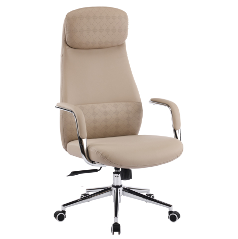 Scaune de birou - OFFICE CHAIR SONTY HM18354.02 BEIGE PU LEATHER--CHROMED BASE 64x68x125Hcm.