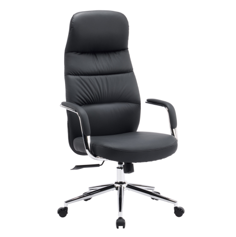 Scaune de birou - OFFICE CHAIR TEETER HM18355.01 BLACK PU LEATHER--CHROMED BASE 67x66x121Hcm.