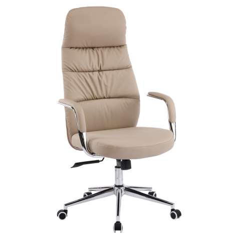 Scaune de birou - OFFICE CHAIR TEETER HM18355.02 BEIGE PU LEATHER--CHROMED BASE 67x66x121Hcm.