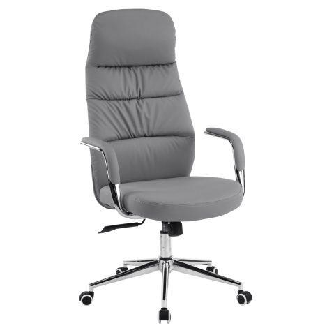 Scaune de birou - OFFICE CHAIR TEETER HM18355.10 GREY PU LEATHER--CHROMED BASE 67x66x121Hcm.
