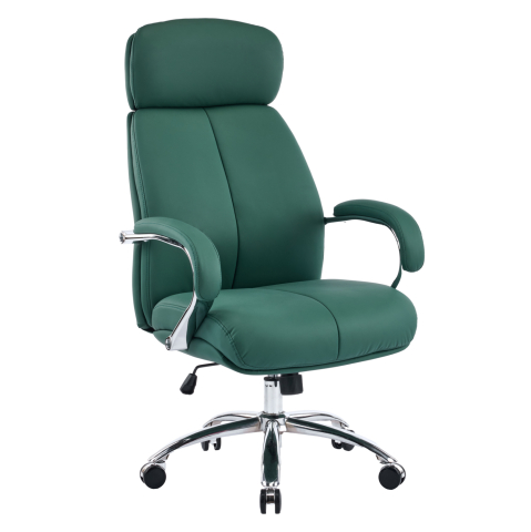 Scaune de birou - OFFICE CHAIR TOREN HM18357.07 GREEN PU LEATHER--CHROMED BASE 66x74x128Hcm