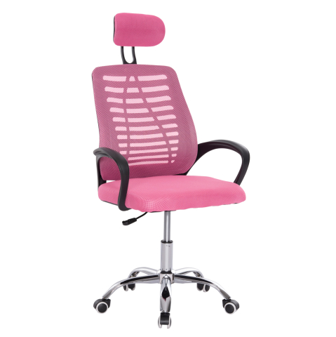 Scaune de birou - OFFICE CHAIR TRAIL2 HM1193.35 PINK MESH FABRIC-CHROME BASE 61x61x116Hcm.