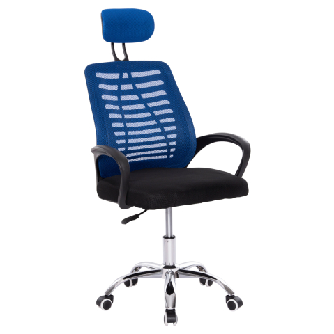 Scaune de birou - OFFICE CHAIR TRAIL2 HM1193.36 BLUE and BLACK MESH FABRIC-CHROME BASE 61x61x116Hcm.