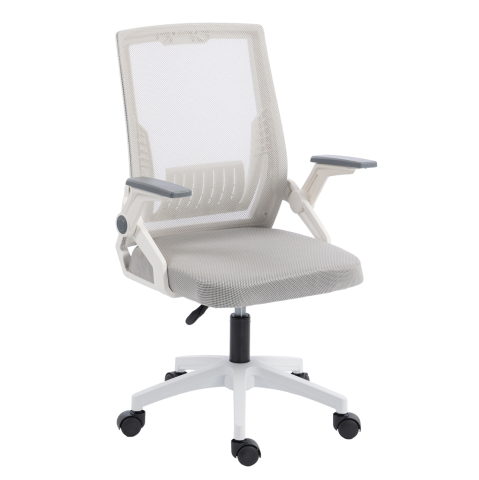 Scaune de birou - OFFICE CHAIR ZENITH HM1225.02 POLYPROPYLENE IN WHITE--MESH IN LIGHT GREY 60x60x92-100Hcm