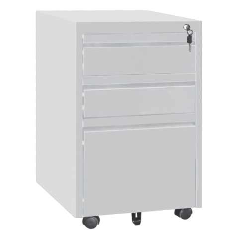 Sertare - OFFICE CHEST OF DRAWERS SIDER HM6635.02 METAL IN WHITE--3 DRAWERS WITH LOCK 39x50x60Hcm.
