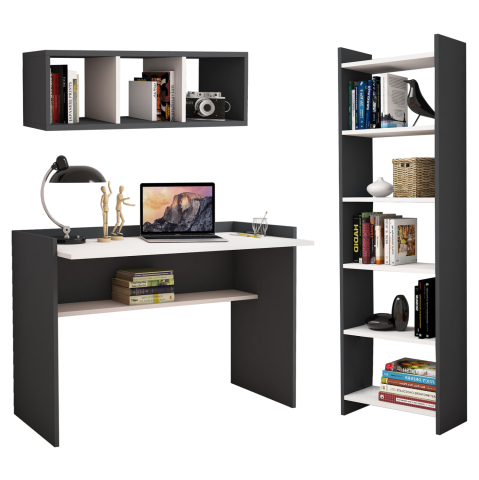 Birouri - OFFICE COMPOSITION HM11776.13 3PCS MELAMINE IN GREY AND WHITE COLOR