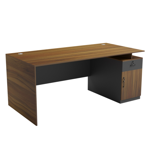 Birouri - OFFICE DESK WITH RIGHT SIDE CABINET TACTIC HM18387.03 MELAMINE IN WALNUT/GREY 180x90x76Hcm