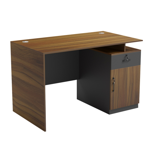 Birouri - OFFICE DESK WITH RIGHT SIDE CABINET TACTIC HM18389.03 MELAMINE IN WALNUT/GREY 120x70x76Hcm