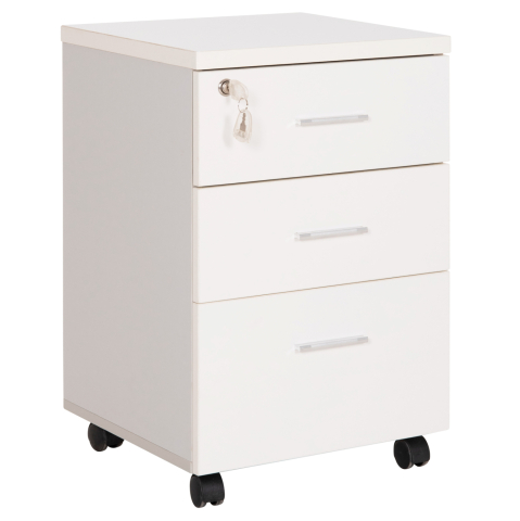 Sertare - OFFICE DRAWERS WITH KEY LOCK VANCE HM2159 WHITE MELAMINE--WHEELS 39x40x60Hcm.