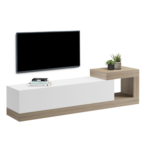 Comode TV - ON-WALL TV FURNITURE ESSENZA HM18372.11 MELAMINE SONAMA/WHITE 150x29.6x38.6Hcm.