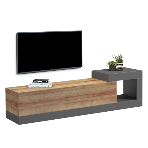 Comode TV - ON-WALL TV FURNITURE ESSENZA HM18372.13 MELAMINE IN OAK/GREY 150x29.6x38.6Hcm.