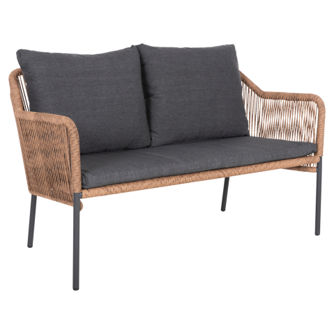 Canapele - OUTDOOR 2-SEATER SOFA BAFFIN HM6054.03 ALUMINUM ANTHRACITE-PE RATTAN BEIGE-ANTHRACITE CUSHIONS