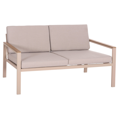 Canapele - OUTDOOR 2-SEATER SOFA SAFIN HM6279.04 ALUMINUM and CUSHIONS IN CAPPUCCINO 140x70x77Hcm.