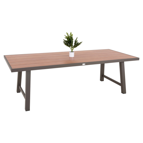 Mese - OUTDOOR ALUMINUM TABLE GOBAR HM6060.04 CHAMPAGNE WITH WOOD-LIKE TABLETOP 240Χ105Χ75Hcm.