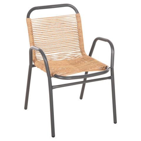 Scaune - Fotolii - OUTDOOR ARMCHAIR AVRIL HM5968.02 METAL IN GREY-SYNTHETIC RATTAN IN NATURAL 54.5x56x78H