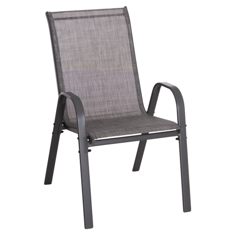 Exterior - OUTDOOR ARMCHAIR LEON HM5000.41 GREY METAL FRAME and TEXTILENE-4PCS SET- 55x70x91Hcm.