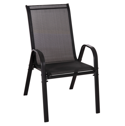 Exterior - OUTDOOR ARMCHAIR LEON HM5000.43 BLACK METAL FRAME and TEXTILENE-4PCS SET- 55x70x91Hcm.