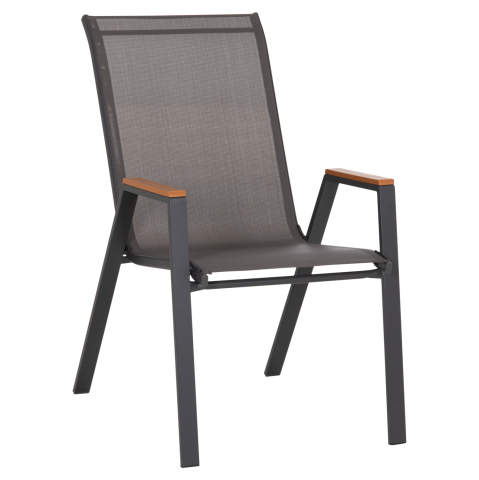 Exterior - OUTDOOR ARMCHAIR LEONE HM6429.01 GREY METAL FRAME-GREY TEXTILENE 55x74x90Hcm.