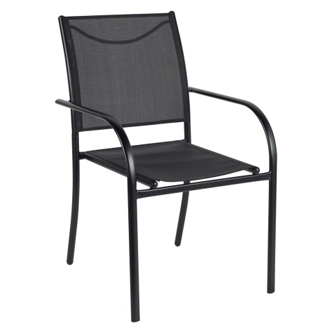 Scaune - Fotolii - OUTDOOR ARMCHAIR REDAN HM5976.03 BLACK METAL-BLACK TEXTILENE 56x60x88Hcm.