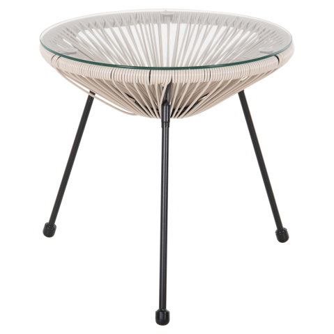 Mese - OUTDOOR COFFEE TABLE ALLEGRA HM5874.03 METAL IN BLACK- SYNTHETIC RATTAN IN BEIGE Φ47x45Hcm.