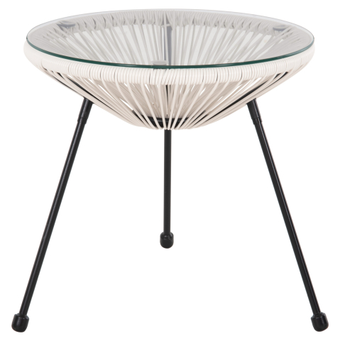 Mese - OUTDOOR COFFEE TABLE ALLEGRA HM5874.12 METAL IN BLACK- SYNTHETIC RATTAN IN WHITE Φ47x45Hcm.