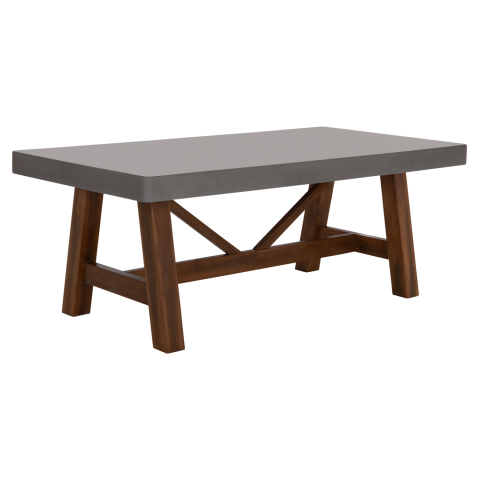 Interior - OUTDOOR COFFEE TABLE MAEVE HM6595.01 GREY FIBER CEMENT TOP--ACACIA WOOD LEGS 130x70x45Hcm