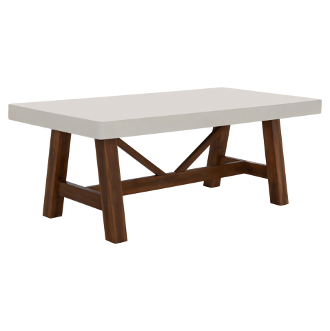Interior - OUTDOOR COFFEE TABLE MAEVE HM6595.02 BEIGE FIBER CEMENT TOP--ACACIA WOOD LEGS 130x70x45Hcm