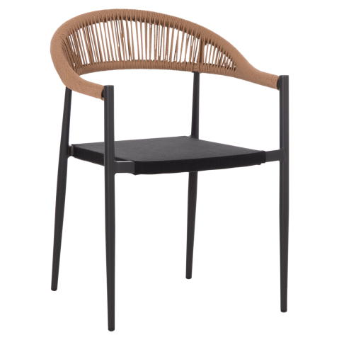 Exterior - OUTDOOR DINING CHAIR BERG HM6284.02 ALUMINUM and TEXTILENE IN DARK GREY--P.E.TWISTED RATTAN 55x56x79Hcm.