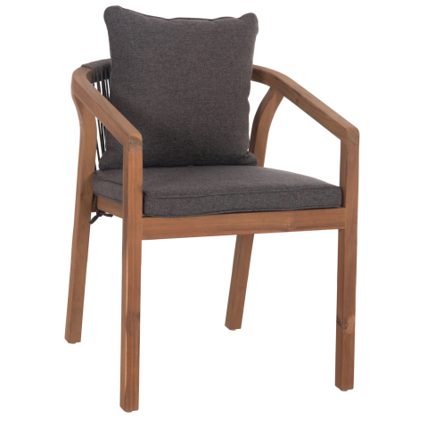 Exterior - OUTDOOR DINING CHAIR CONTREL HM6244.02 ACACIA WOOD IN NATURAL-ROPE and CUSHIONS IN GREY 58x60x74Hcm.