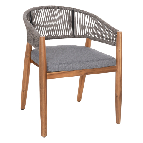 Scaune - Fotolii - OUTDOOR DINING CHAIR NAVAN HM6135.01 ACACIA WOOD IN NATURAL-NYLON ROPE IN GREY 59x58x76Hcm.