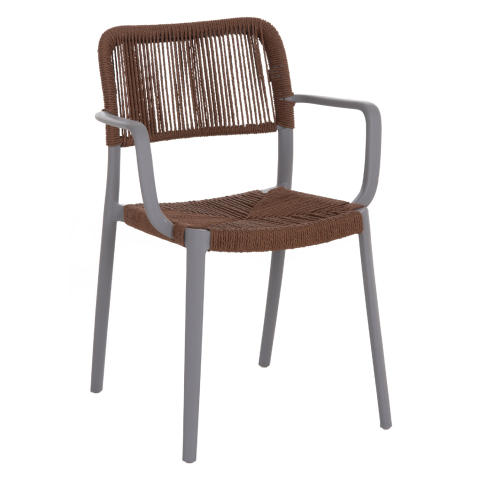Exterior - OUTDOOR DINING CHAIR STRIDER HM6391.03 GREY POLYPROPYLENE--BROWN ROPE 57x53x80Hcm.