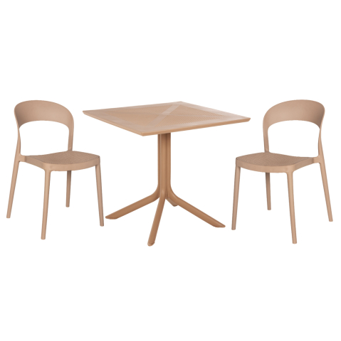 Seturi mese dining - OUTDOOR DINING SET 3PCS CLEO HM21136 POLYPROPYLENE IN CAPPUCCINO COLOR