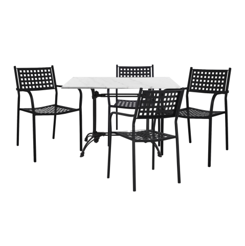 Seturi mese dining - OUTDOOR DINING SET 5 PCS WITH MARBLE TABLE HM11717